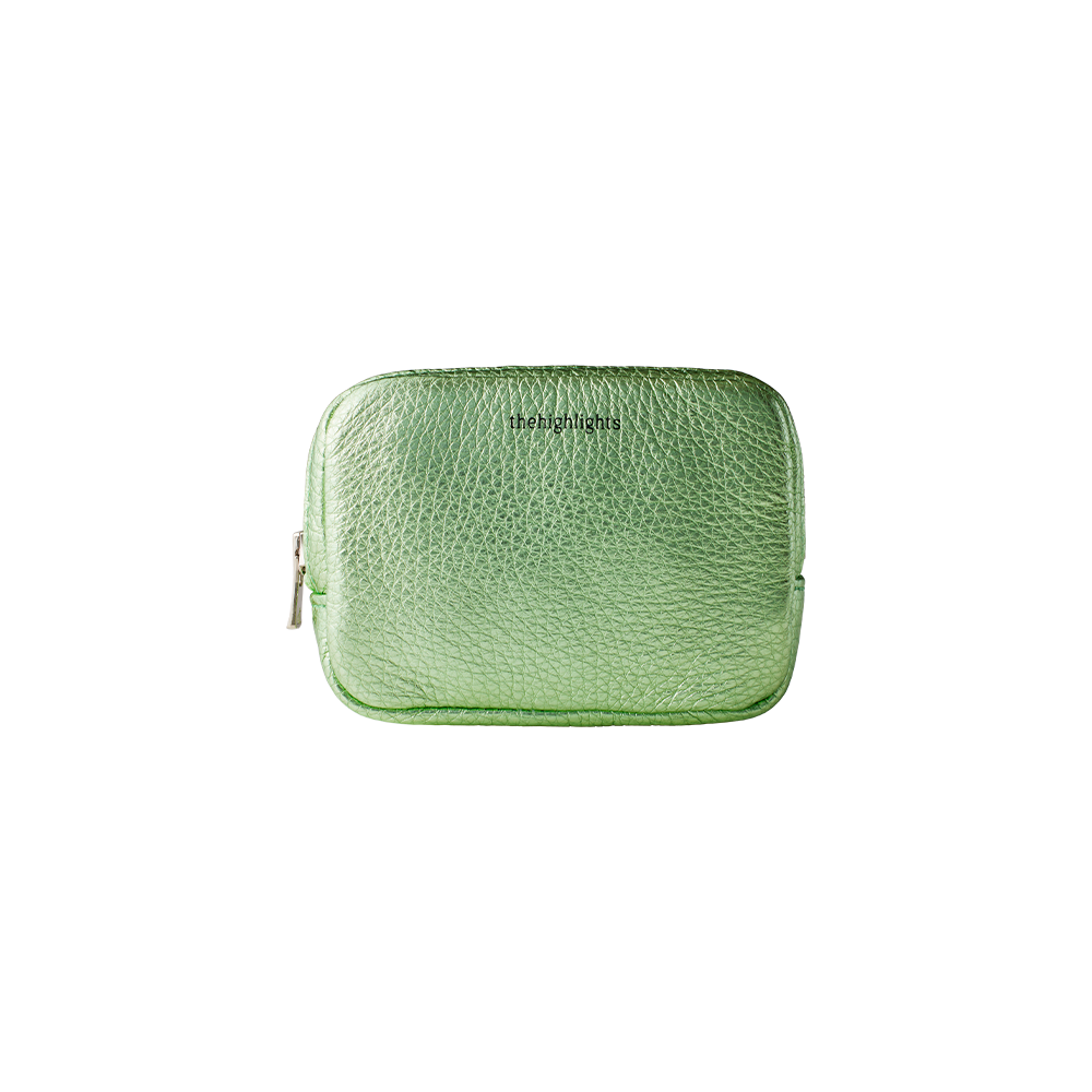 mini 'pouch' metallic green silver