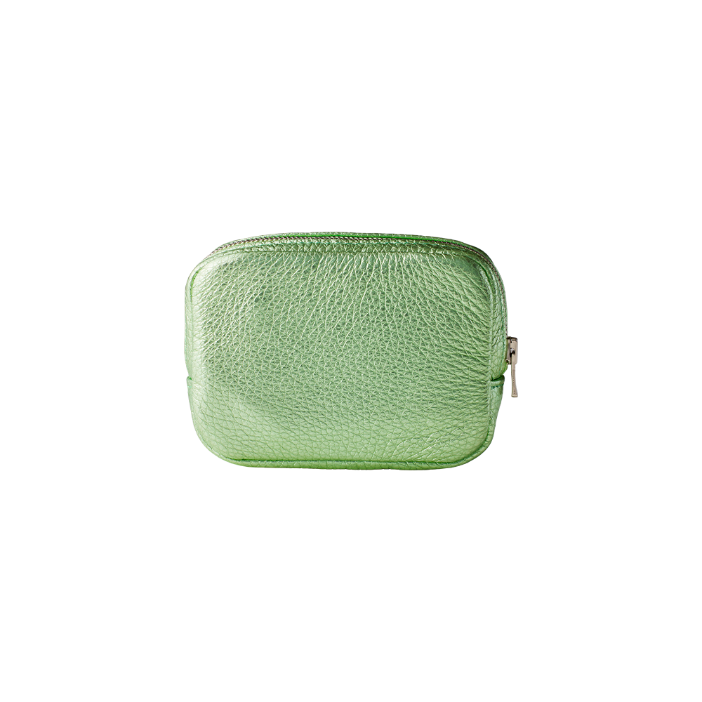 mini 'pouch' metallic green silver