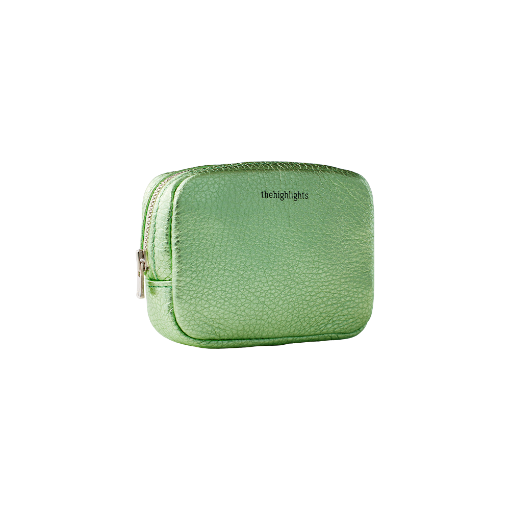 mini 'pouch' metallic green silver
