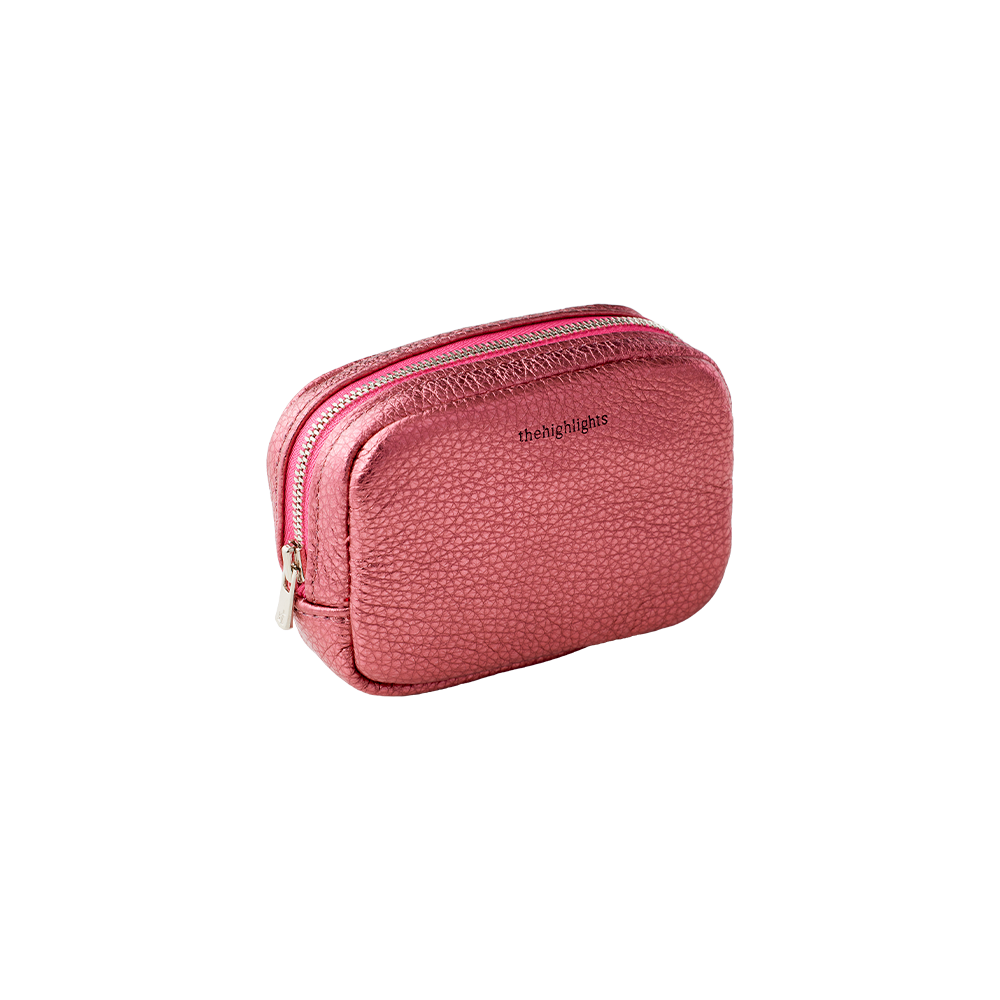 mini 'pouch' metallic magenta silver