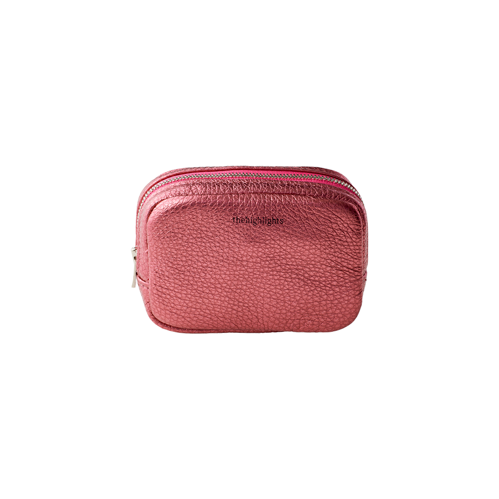 mini 'pouch' metallic magenta silver