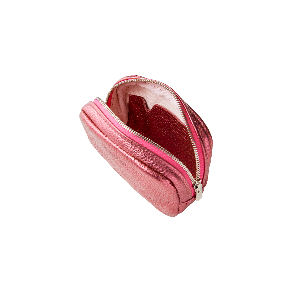 mini 'pouch' metallic magenta silver