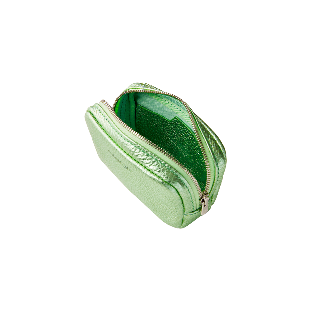 mini 'pouch' metallic green silver