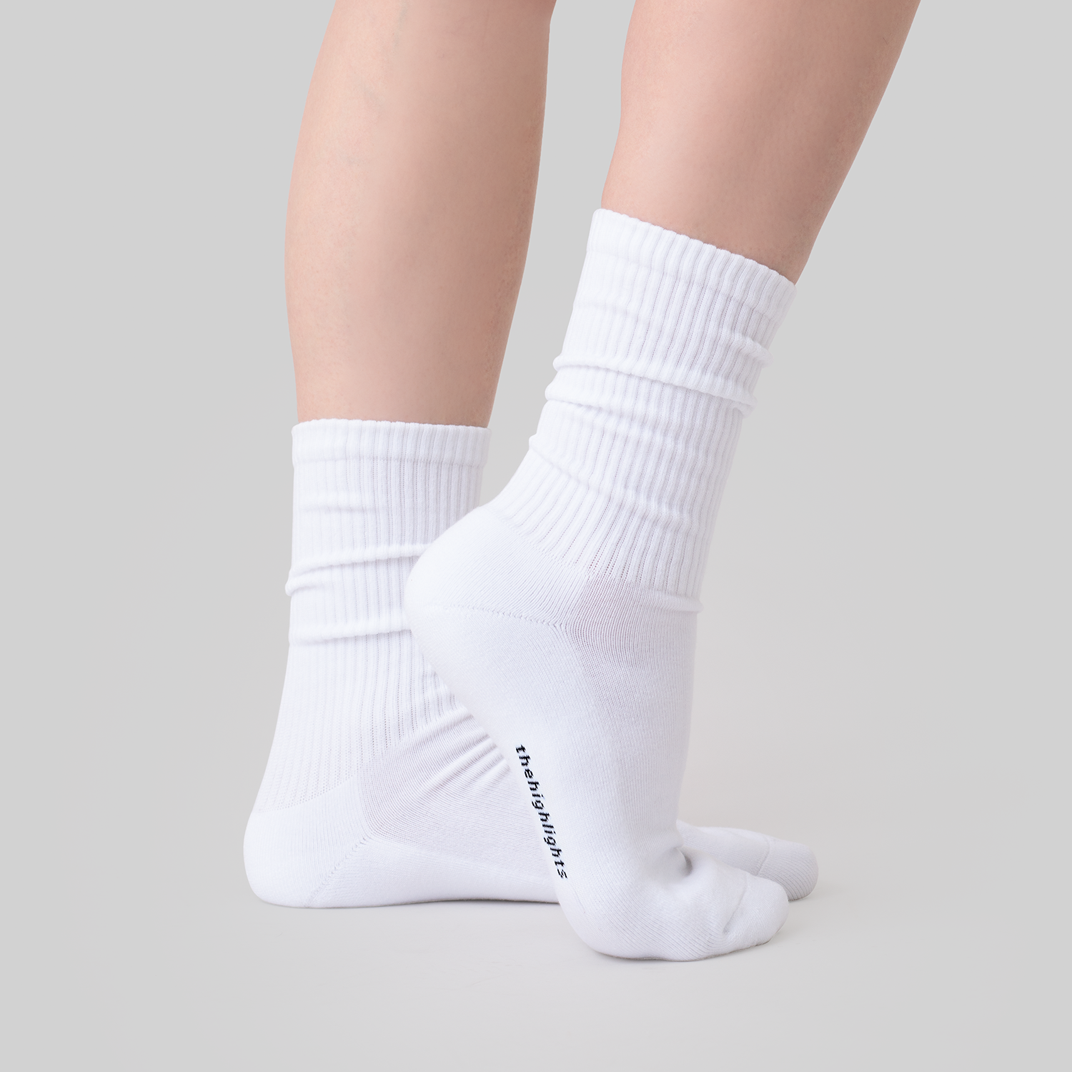 '2pair socks' basic-rib pile socks white