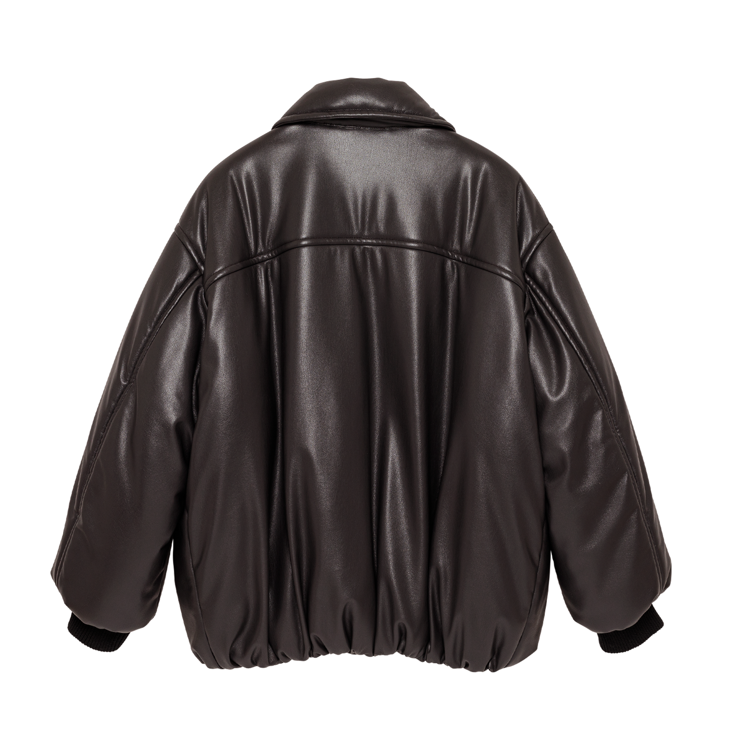 smooth eco-leather 'bomber' deep brown
