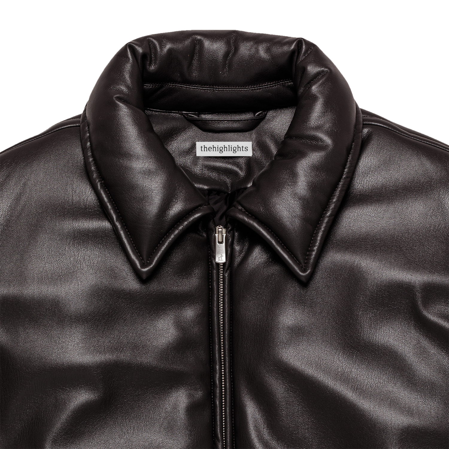 smooth eco-leather 'bomber' deep brown