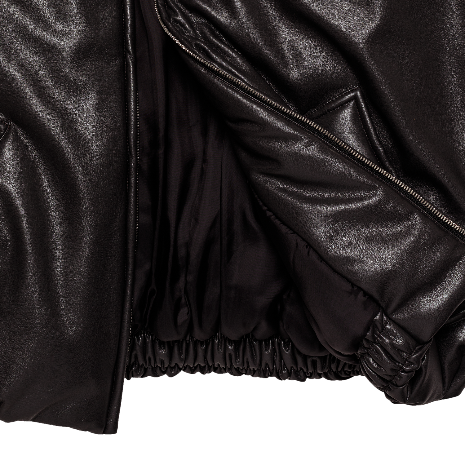 smooth eco-leather 'bomber' deep brown