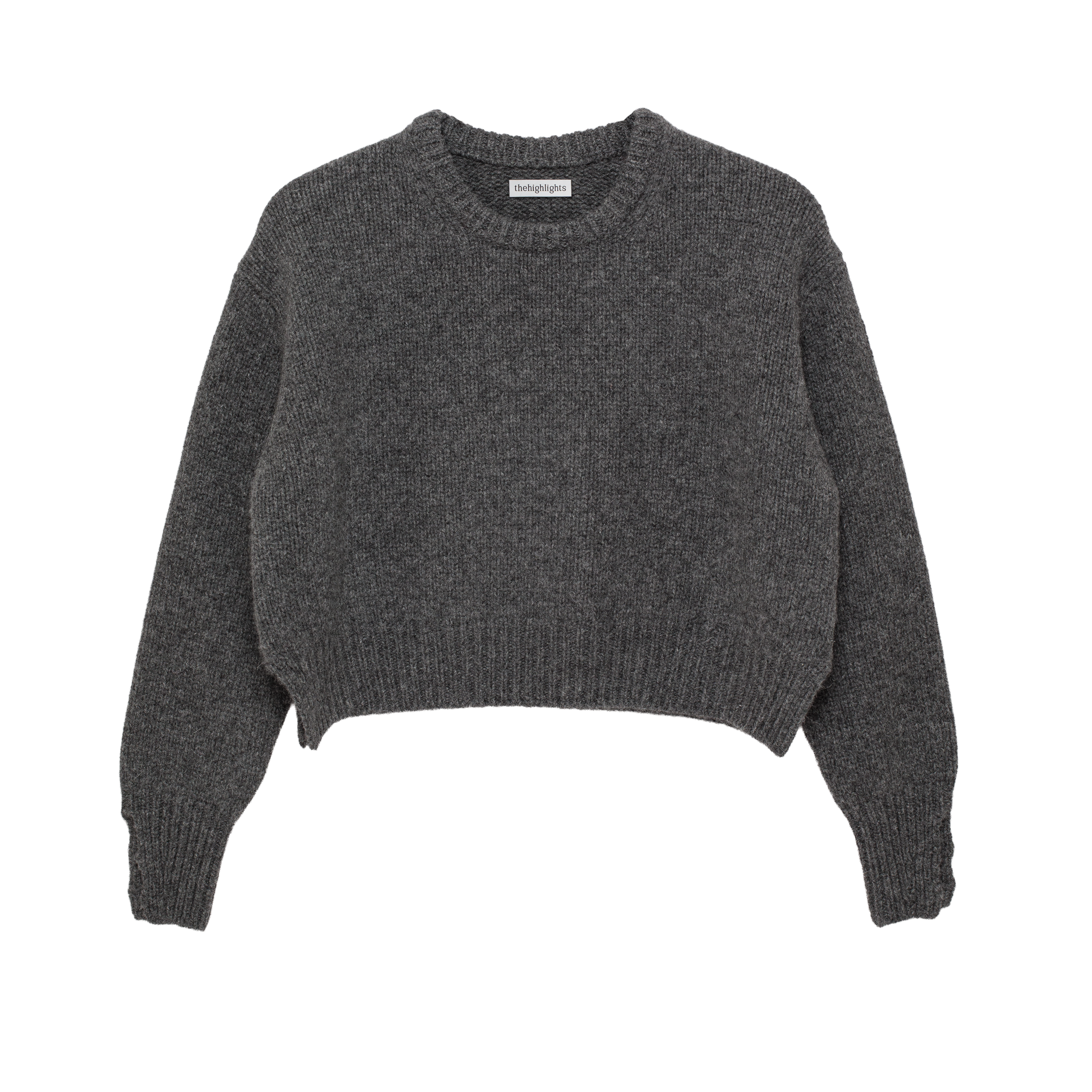 cropped ‘knit’ chunky crew charcoal gray