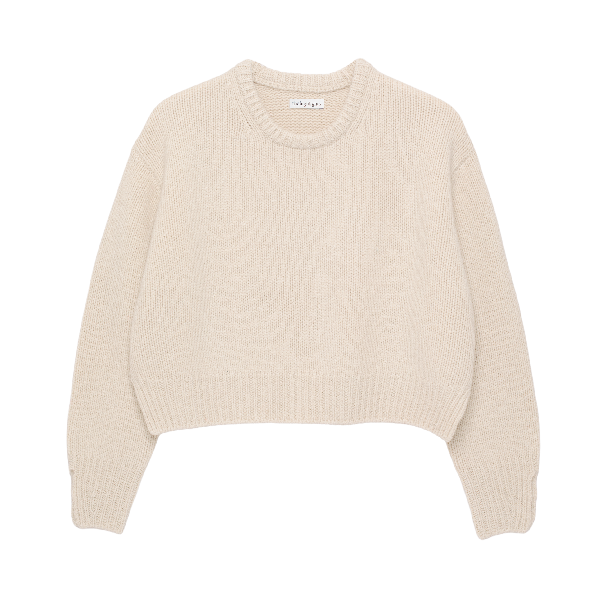 cropped ‘knit’ chunky crew white