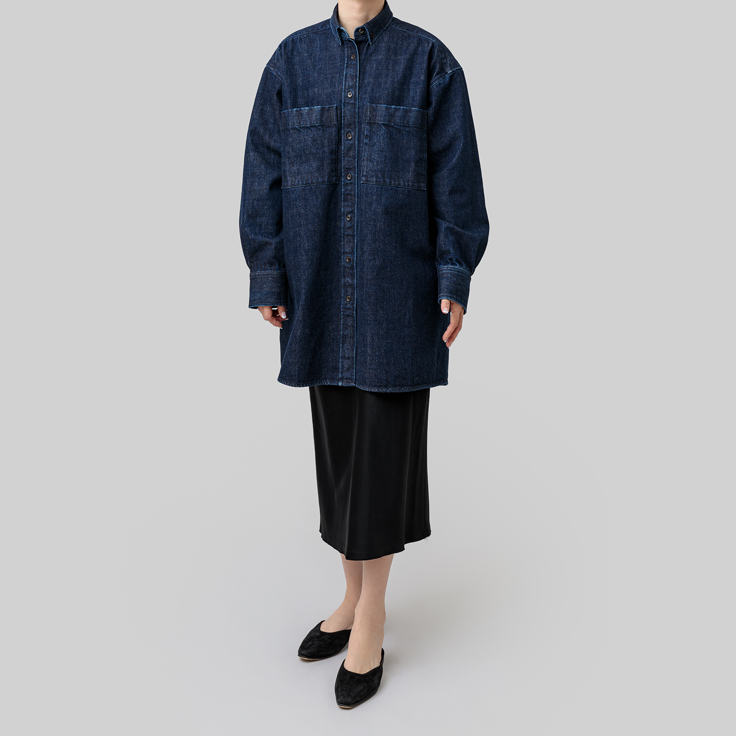 denim 'shirt-jacket' indigo denim