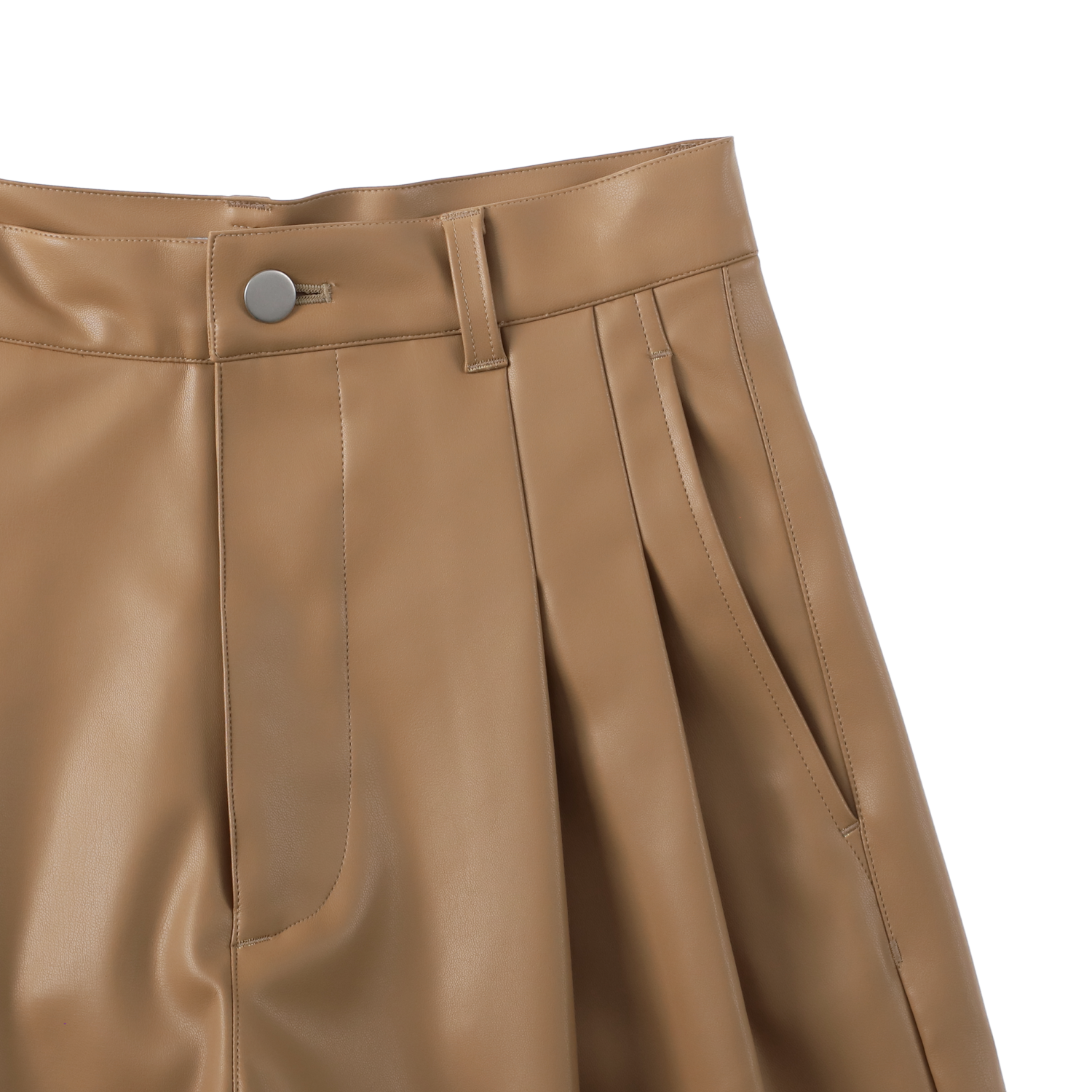 sleek leather 'drill' camel beige