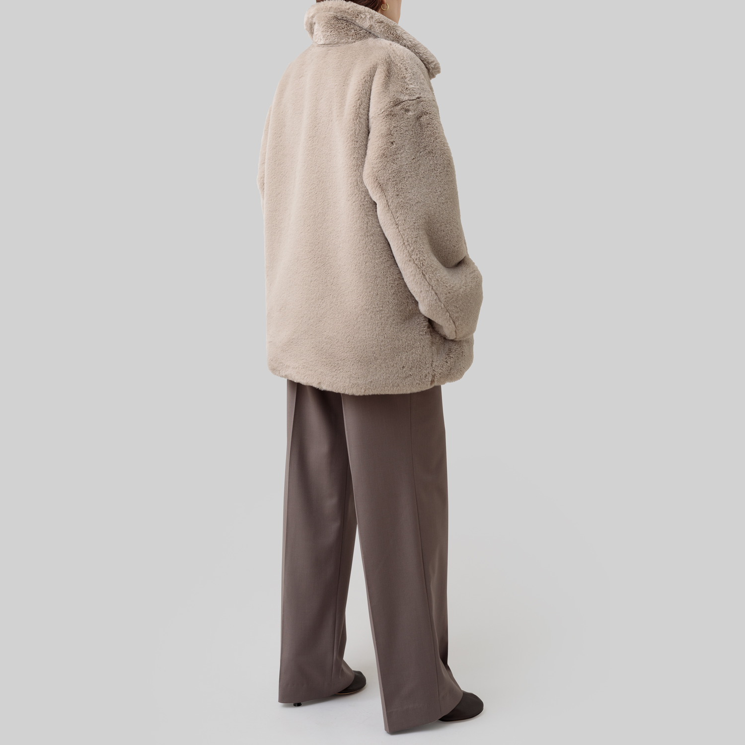 eco-fur 'half coat' few beige