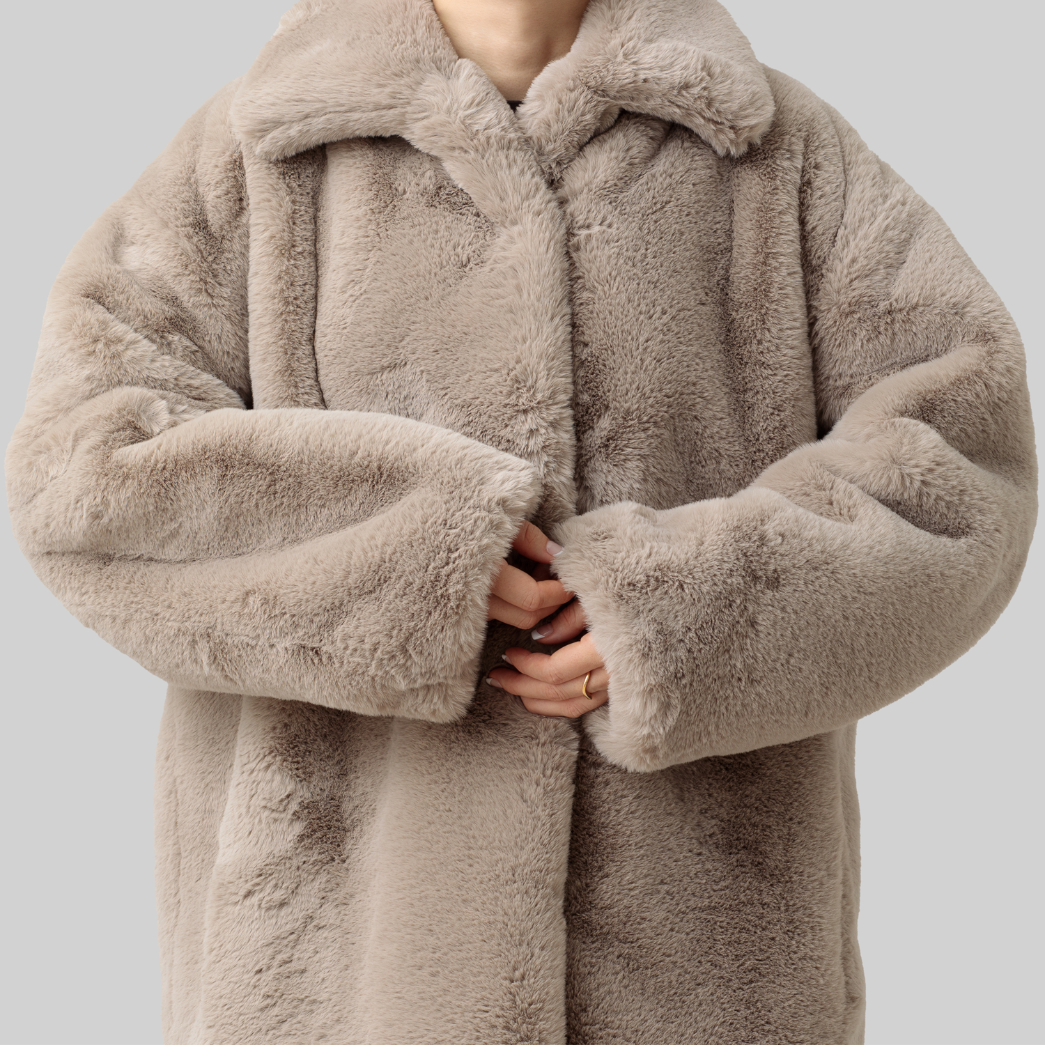 eco-fur 'half coat' few beige