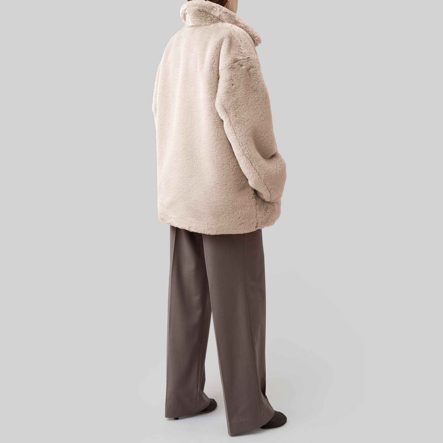 eco-fur 'half coat' ivory
