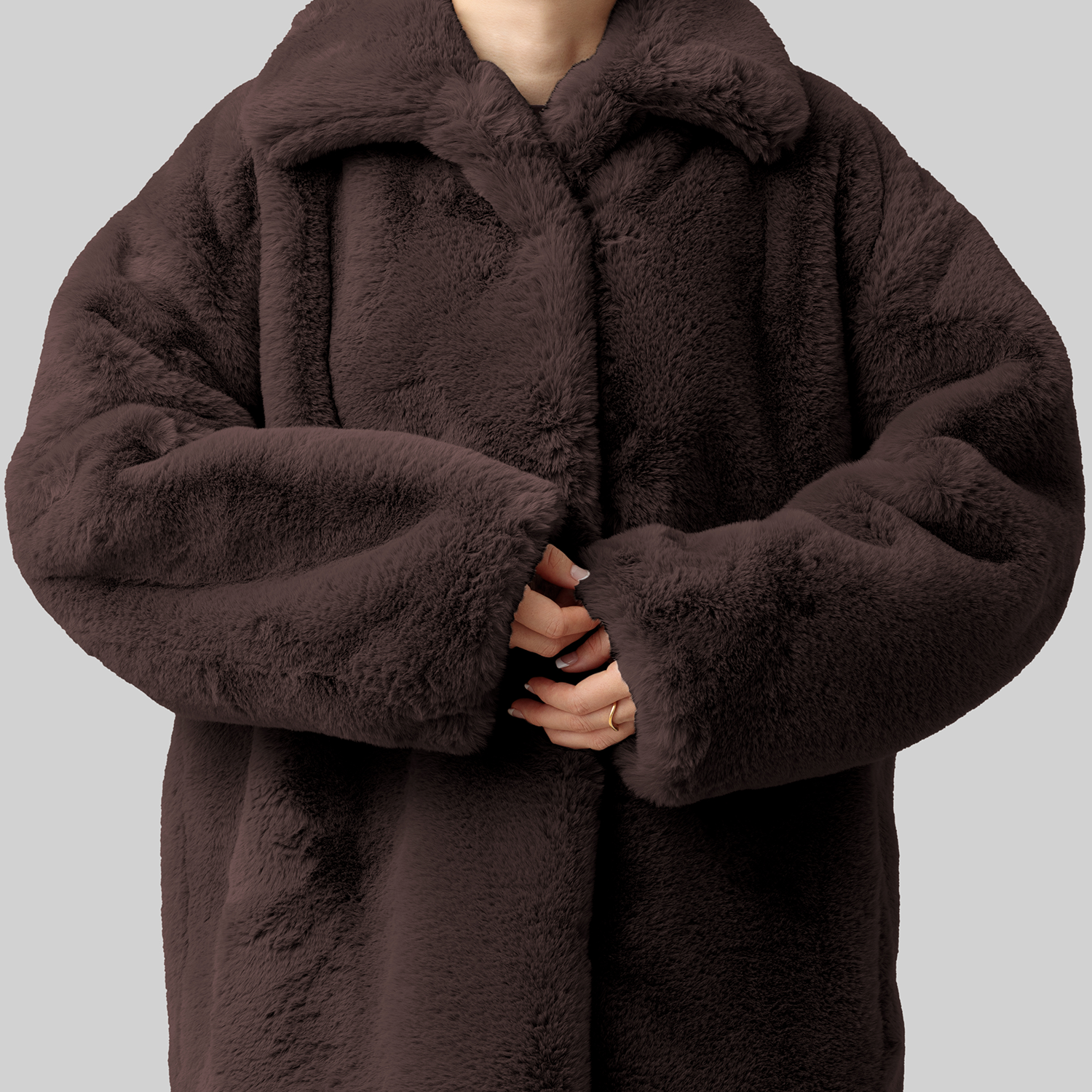 eco-fur 'long coat' brown