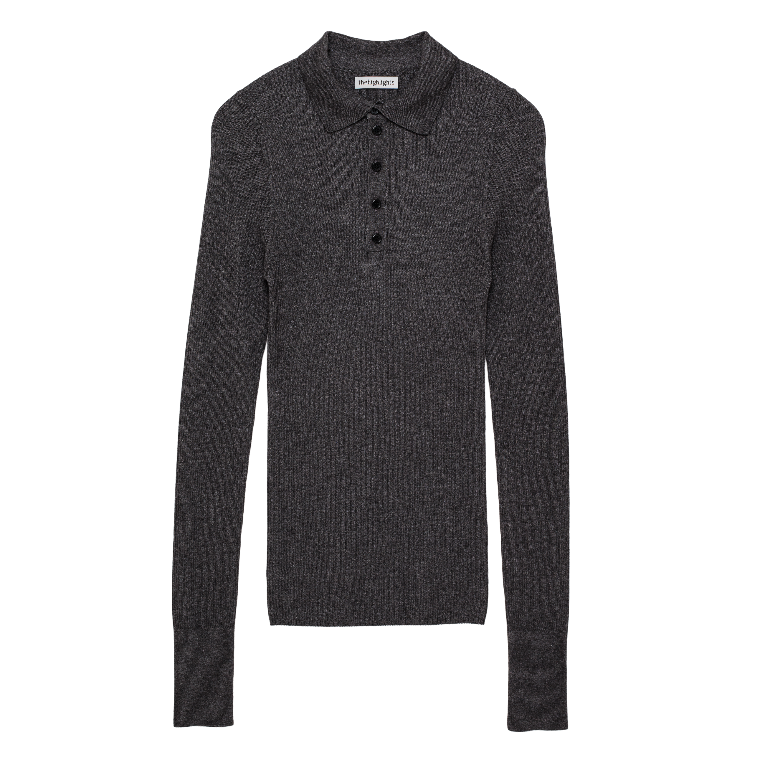 rib ‘knit’ polo-sweater charcoal gray