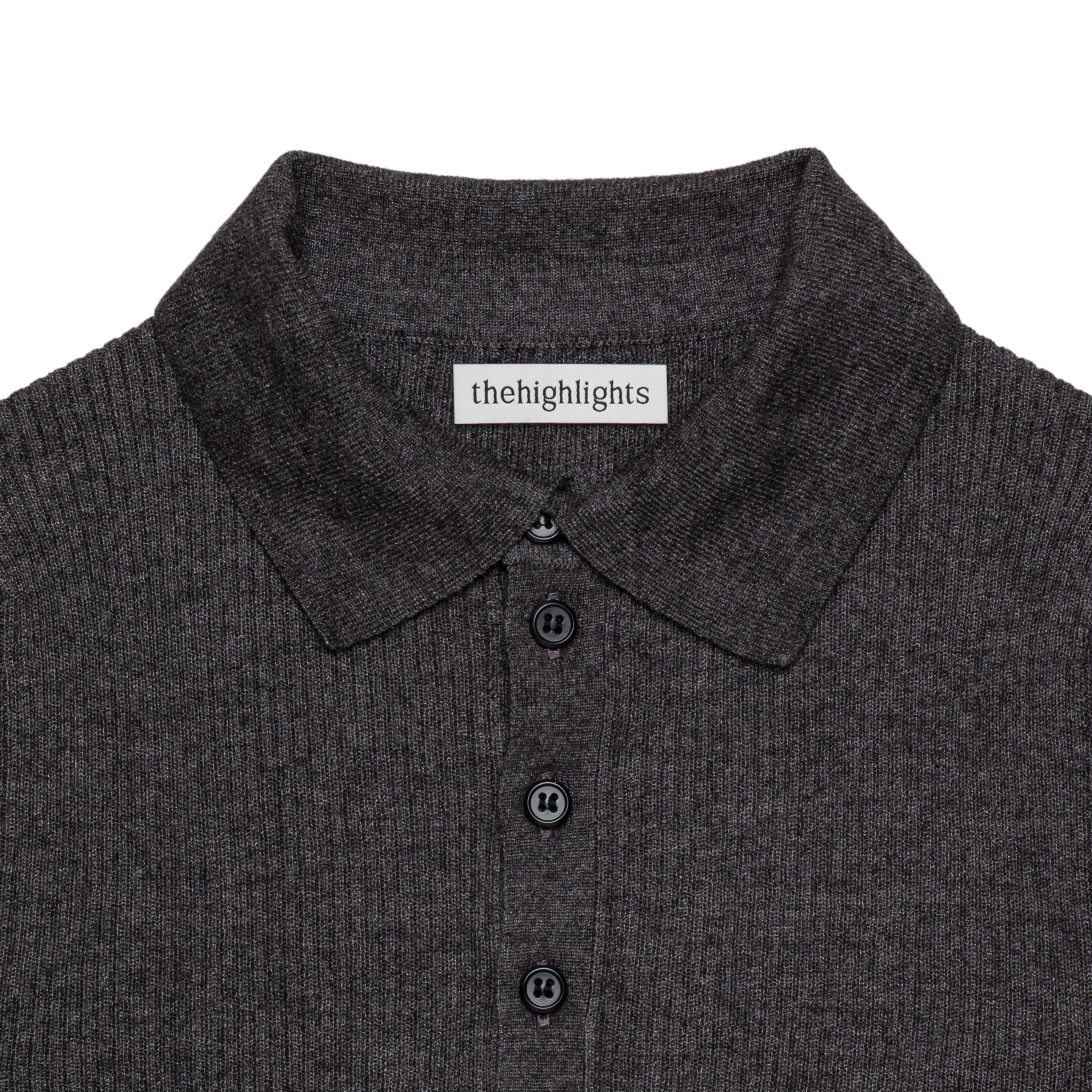 rib ‘knit’ polo-sweater charcoal gray