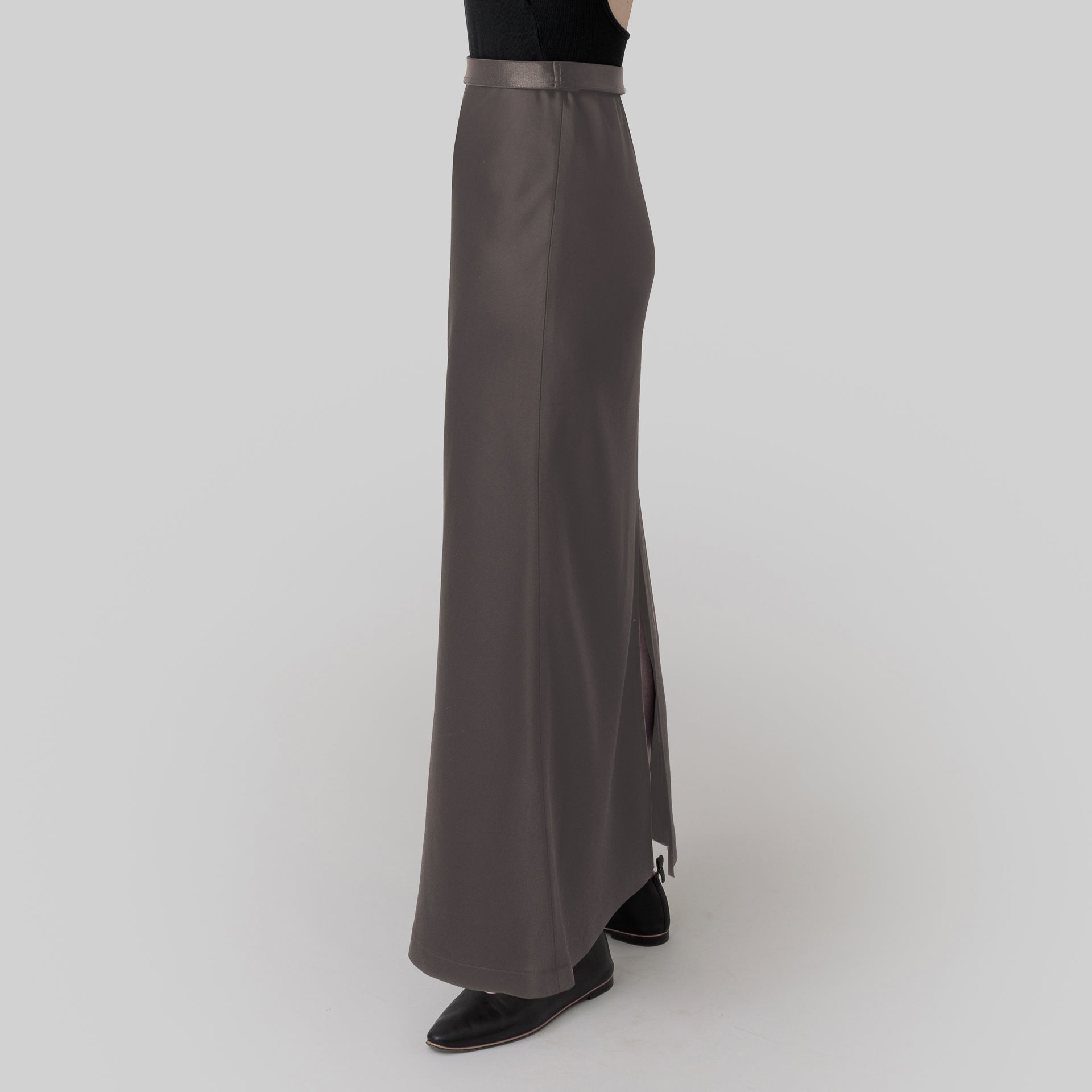 satin 'skirt' long dull brown