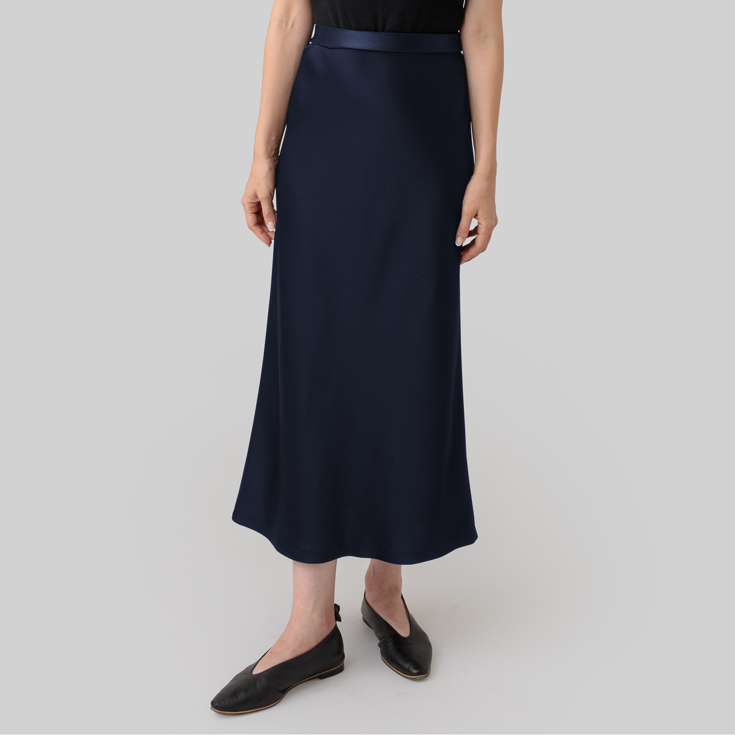satin 'skirt' midi-long rays navy