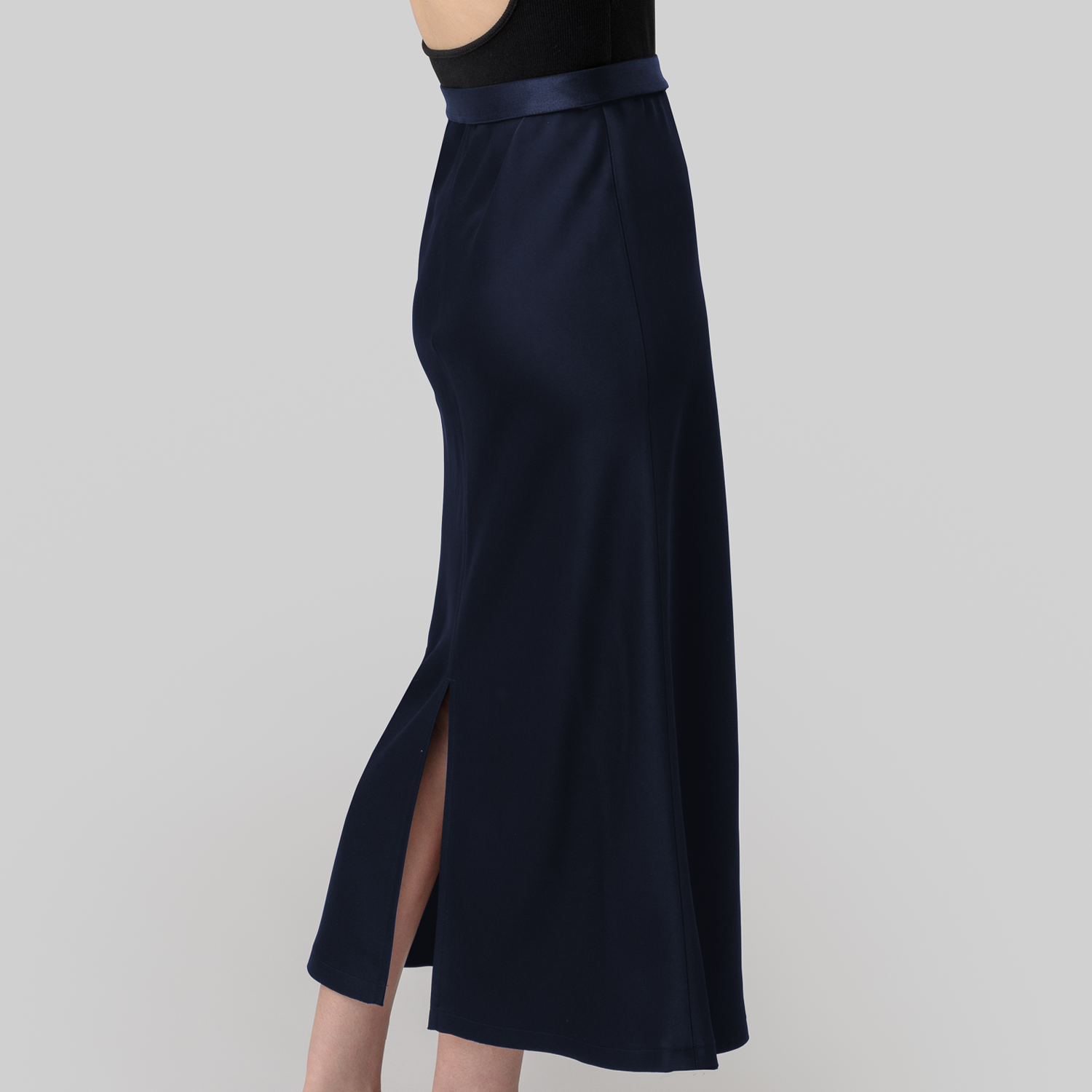 satin 'skirt' midi-long rays navy