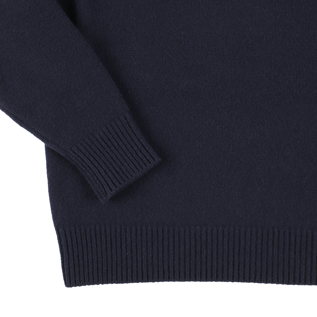 wool cashmere 'knit' crew neck navy