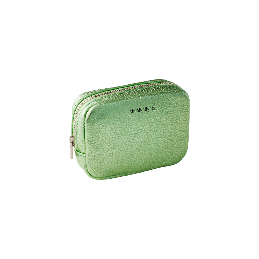 mini 'pouch' metallic green silver