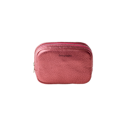 mini 'pouch' metallic magenta silver