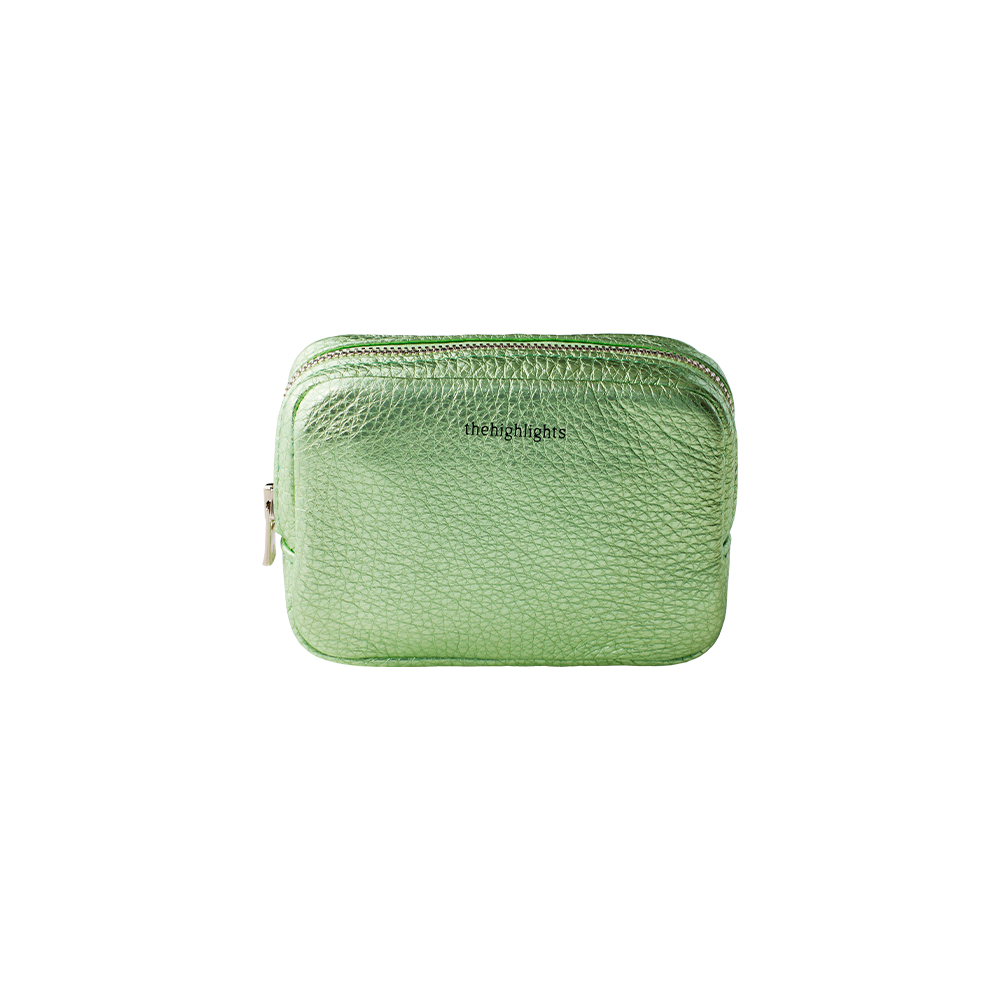 mini 'pouch' metallic green silver