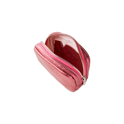 mini 'pouch' metallic magenta silver