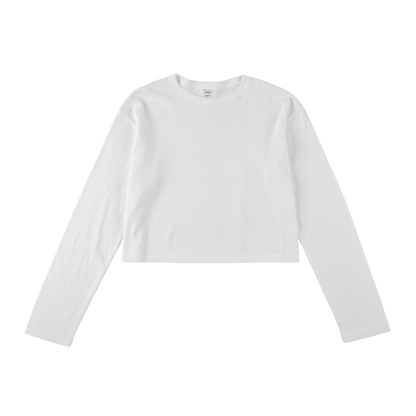 '2pack cropped LS tee' white