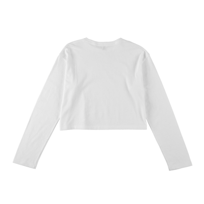 '2pack cropped LS tee' white