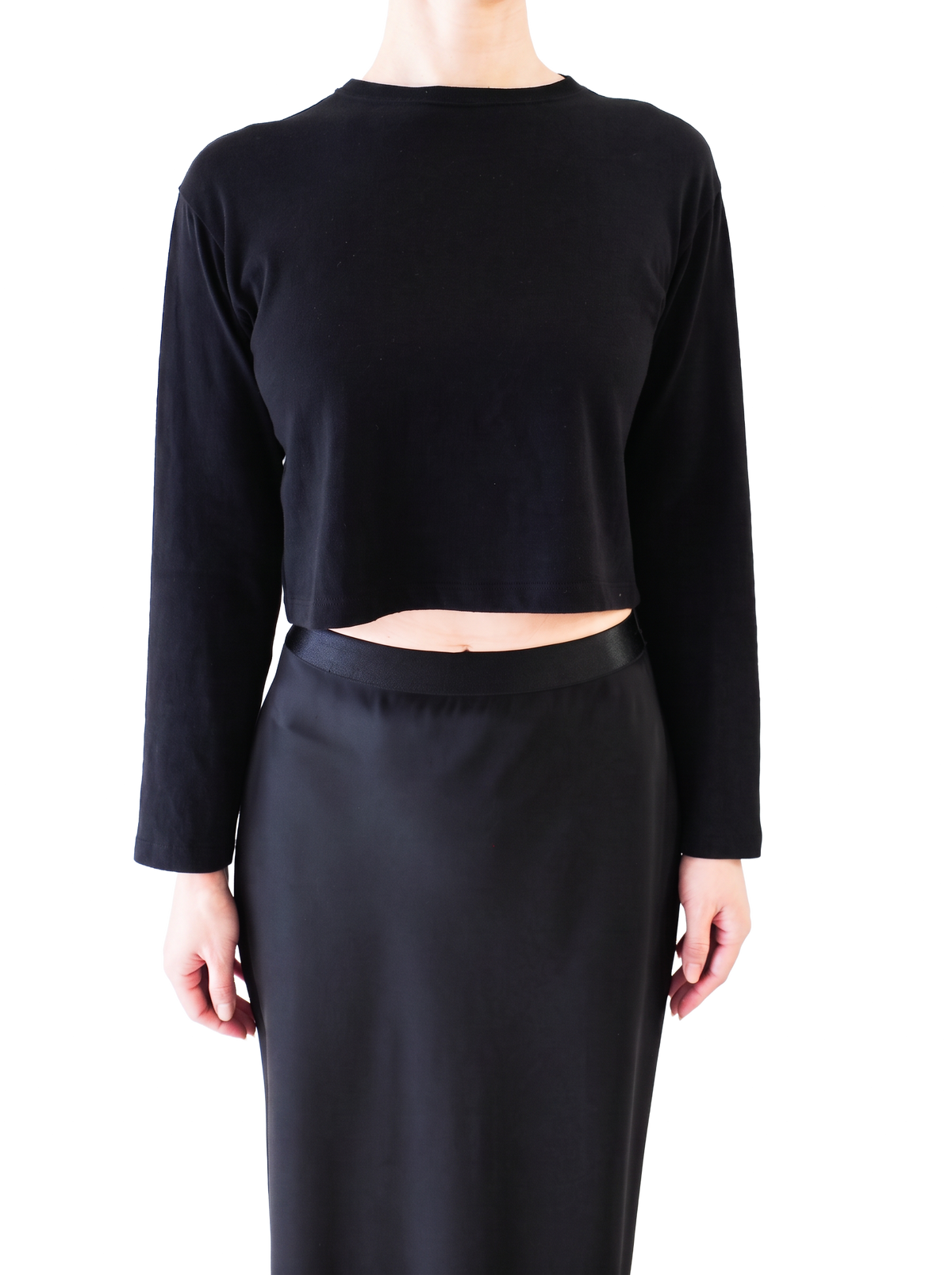 '2pack cropped LS tee' white