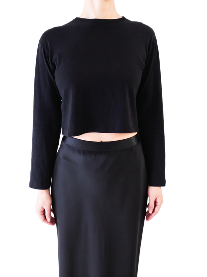 '2pack cropped LS tee' white