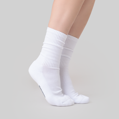 '2pair socks' basic-rib pile socks white