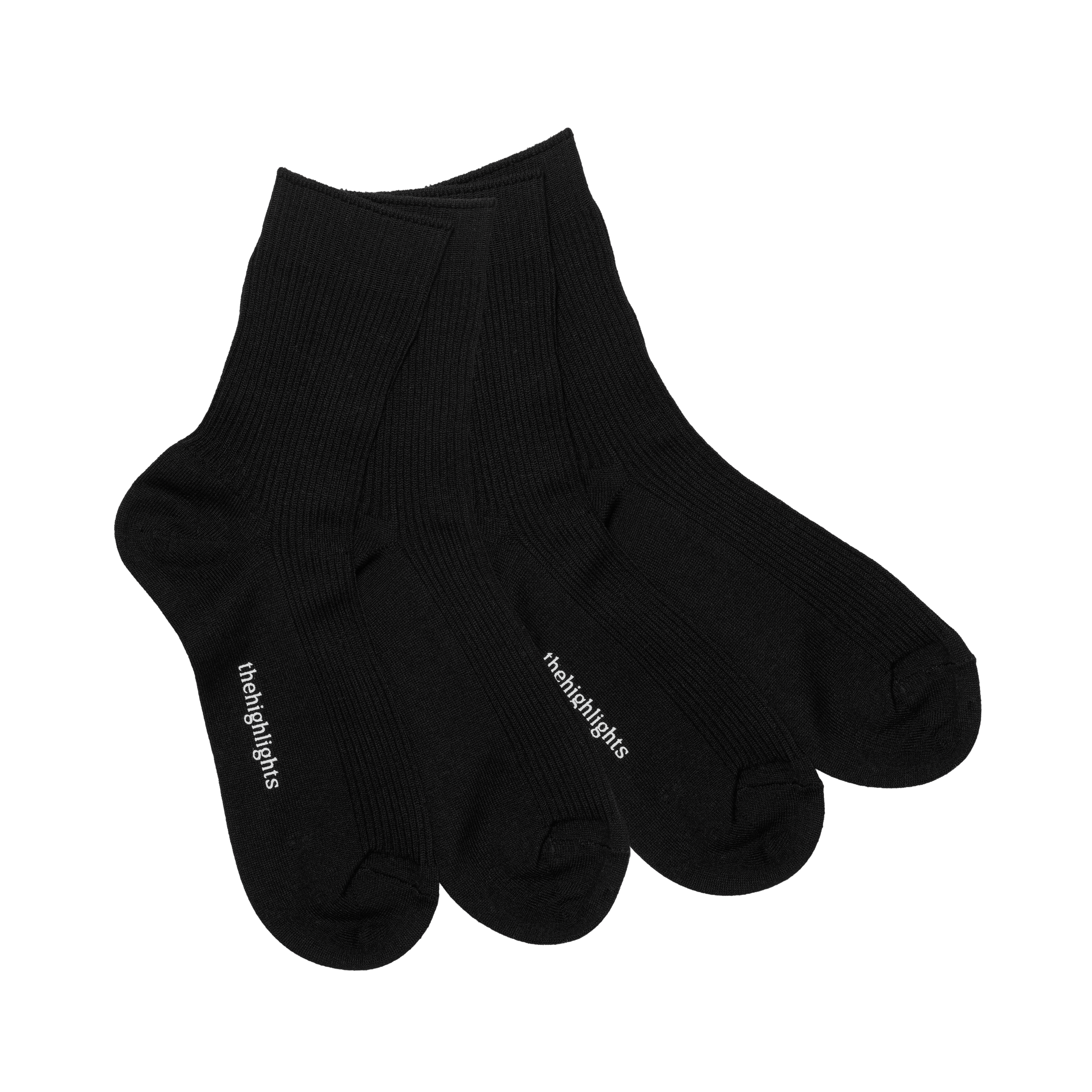 '2pair socks' silket-rib socks black