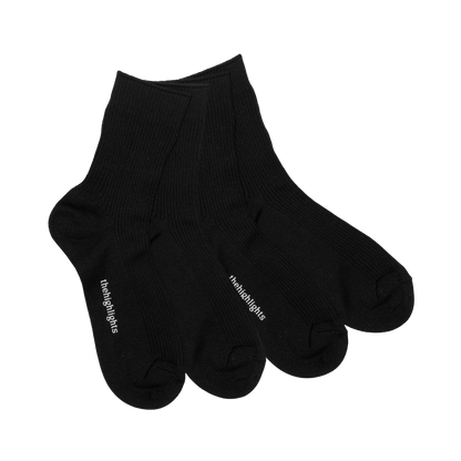 '2pair socks' silket-rib socks black