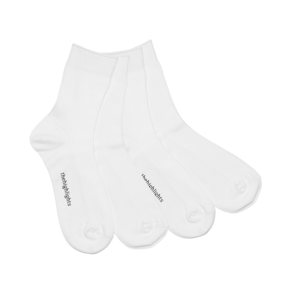 '2pair socks' silket-rib socks white