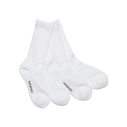 '2pair socks' loose-rib pile socks white