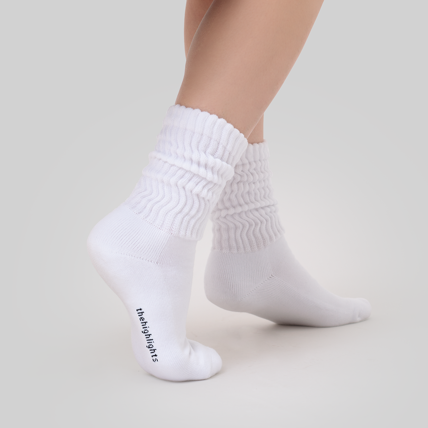 '2pair socks' loose-rib pile socks white