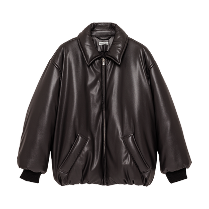 smooth eco-leather 'bomber' deep brown