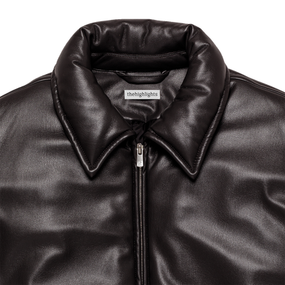 smooth eco-leather 'bomber' deep brown