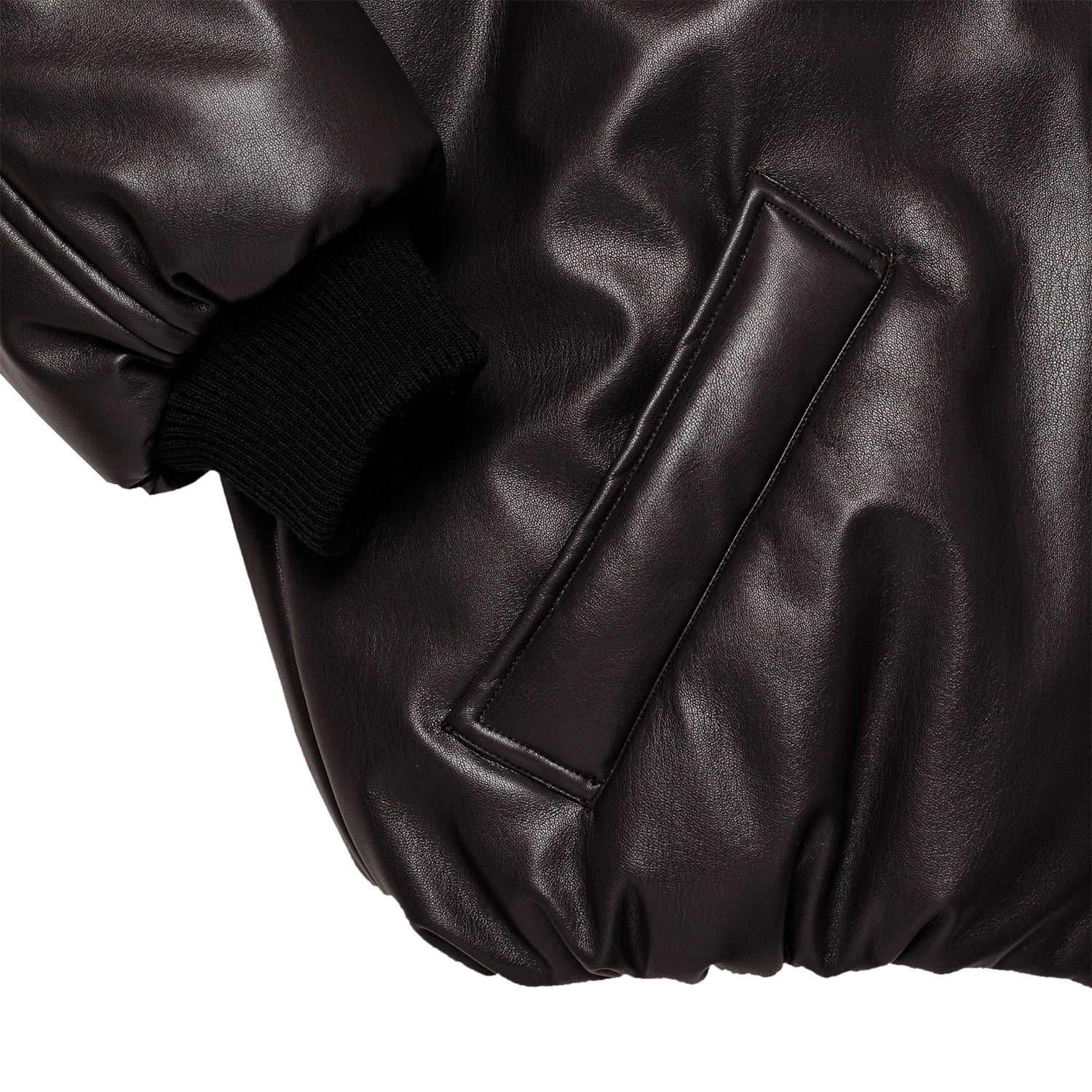 smooth eco-leather 'bomber' deep brown