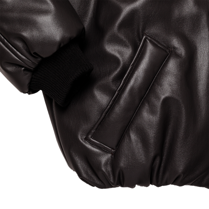 smooth eco-leather 'bomber' deep brown