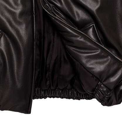 smooth eco-leather 'bomber' deep brown