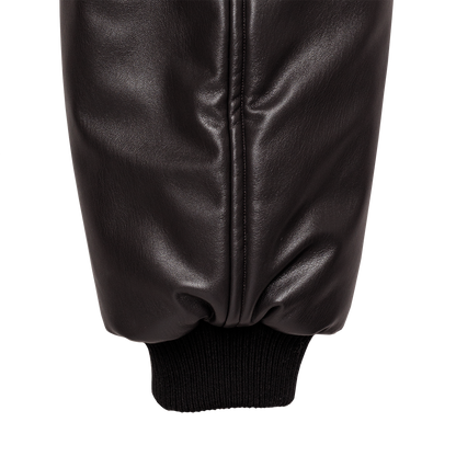 smooth eco-leather 'bomber' deep brown