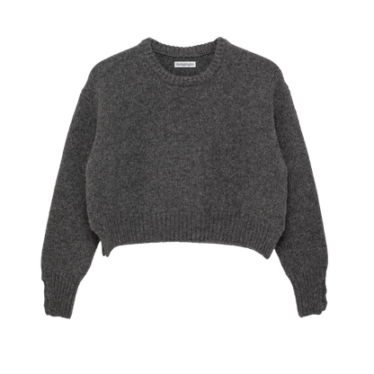 cropped ‘knit’ chunky crew charcoal gray