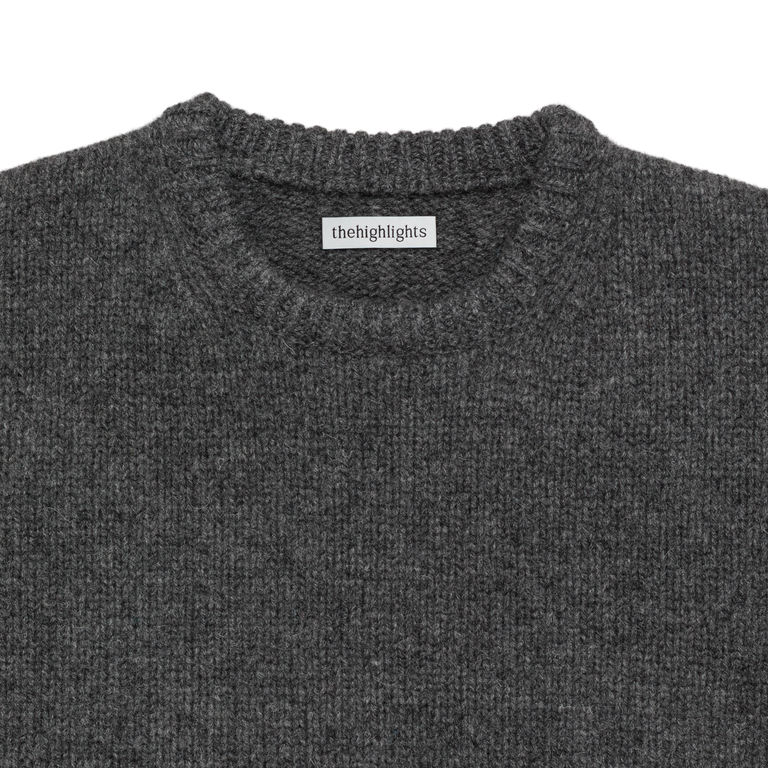 cropped ‘knit’ chunky crew charcoal gray