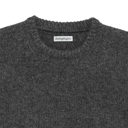 cropped ‘knit’ chunky crew charcoal gray