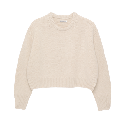 cropped ‘knit’ chunky crew white
