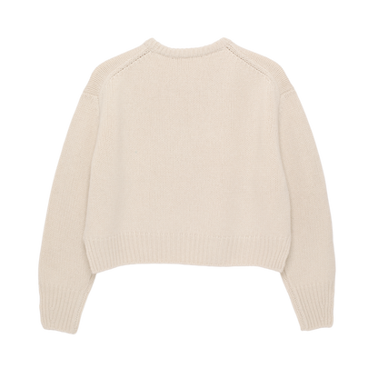 cropped ‘knit’ chunky crew white